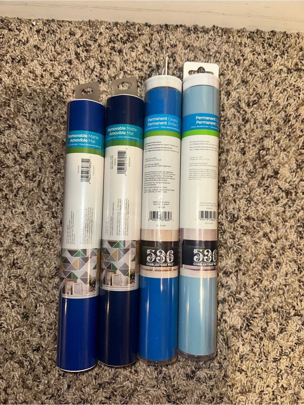 Cricut Premium Vinyl Bundle – 4 Rolls Blue Shades (New)